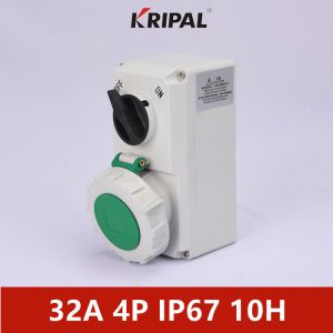 KRIPAL Three Phase 32A IP67 Interlocked Switch Socket IEC standard