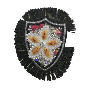  Personalised Rhinestone Applique Patches Golden Rectangle / Customized Shape Manufactures