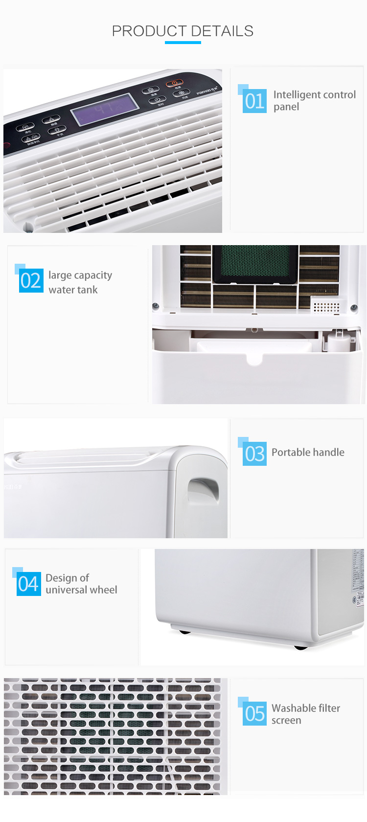 Portable 46 Pints 220V Parkoo Dehumidifier For Living Room