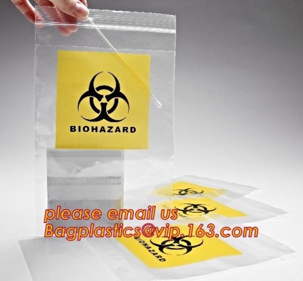 Biohazard LDPE lab specimen zipper bag customized Printing medicine bags,