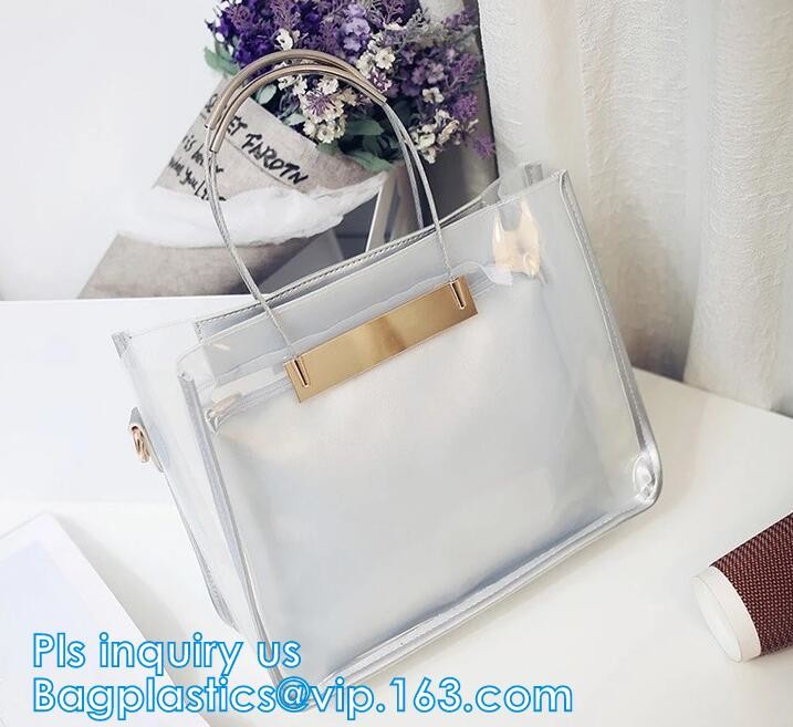 promotional pvc handbag for christmas, Shoulder Handbag with Interior Pocket, tote shoulder PVC sling clear vinyl beach