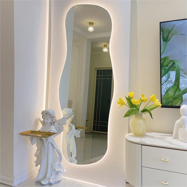 Asymmetrical Backlit Tall Lighted Mirror Floor Length Custom