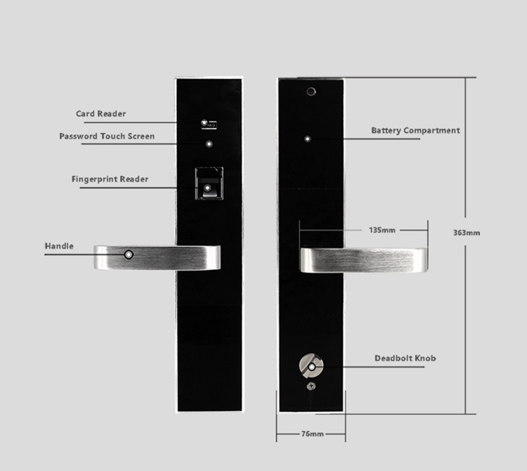 Mortise Fingerprint Sensor Door Lock , Biometric Door Lock Residential