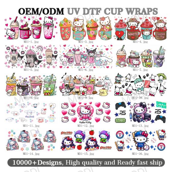Custom Cup Wrap Designs Sticker Cartoon Tumbler Libbey 16oz Glass Can Wrap Uv