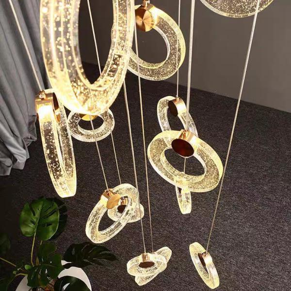 Modern Villa Apartment Living Room Crystal Long Staircase Pendant Lamp With