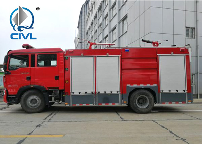4x2 6m3 336HP EUROII Fire Fighting Trucks Foam Tank Water Cannons