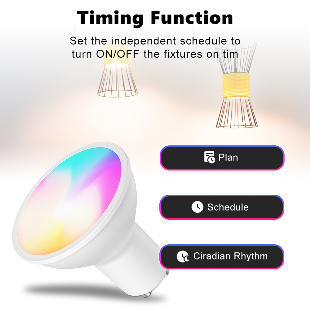 Smart Bulb RGBCW 5W Dimmable Lamps Remote control Work with Alexa Google Home Tuya GU10 WiFi Smart Light LED Bulbs