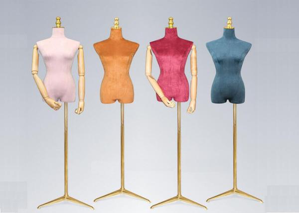 Female Colorful Flannelette Decorative Shop Display Mannequin With Golden Metal