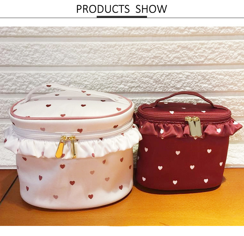 Plain Round Cylinder Bucket Portable Custom Cosmetic Bag
