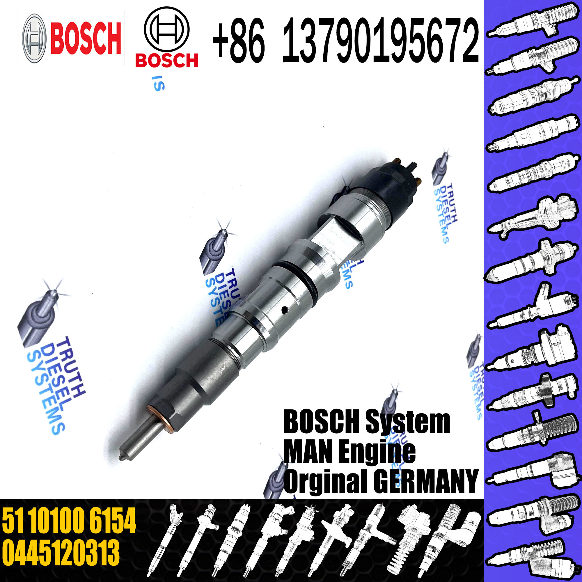 New Arrival Spare Parts 0 445 120 313/314 51101006154 51101006184 Common Rail Injector 0445120313 0445120314