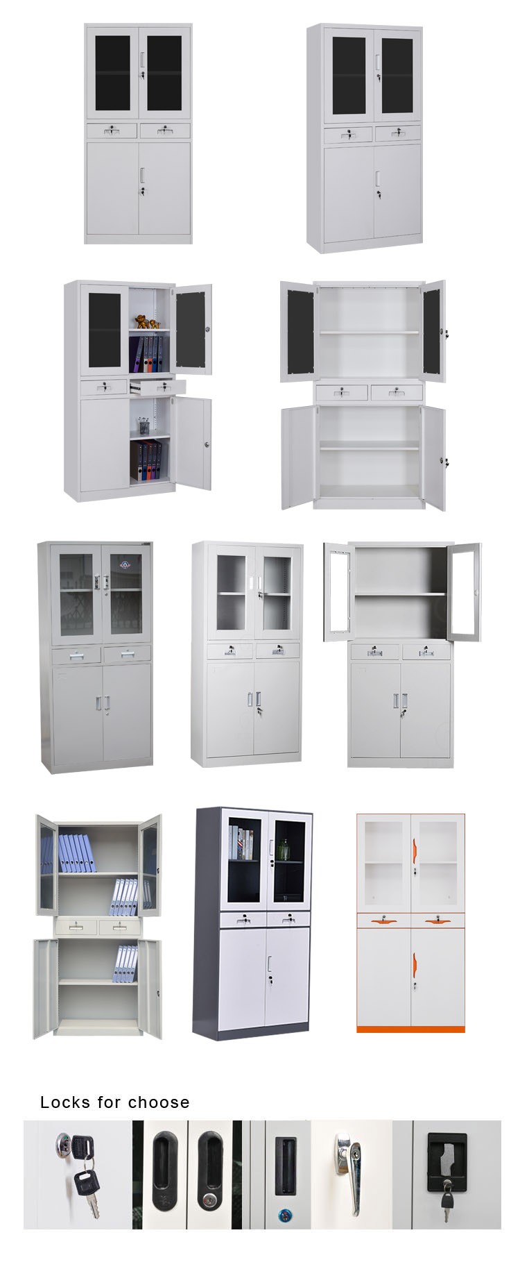 Glass Door 0.160 CBM 45kgs Capacity Metal Filing Cupboard