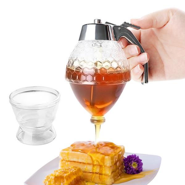 No Drip Plastic Honey Sugar Syrup Dispenser Container With Storage Stand /