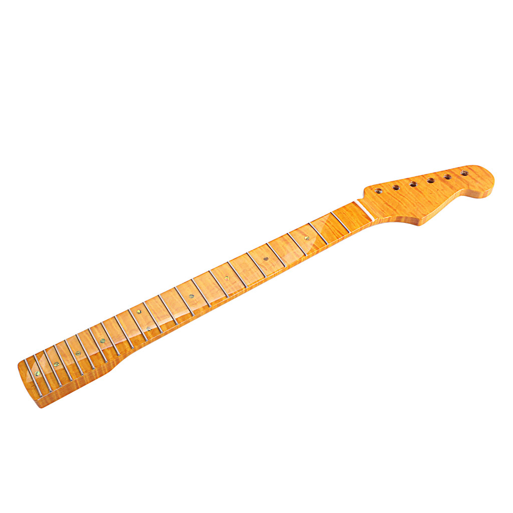 Fender Stratocaster Neck Replacement 21 Frets Maple For ST Electric Guitar Abalone Dots Tiger Flame