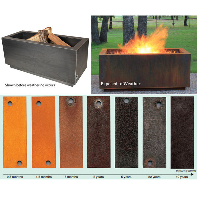 Outdoor Simple DecorationGN-FP-306 Metal Corten Steel High Freestanding Fireplace Fire Pit