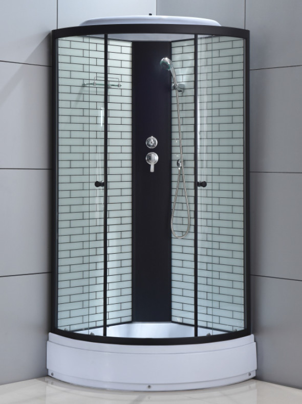 Black Square Sliding Door Tempered Glass Shower Room