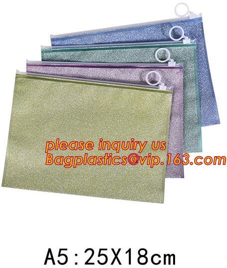 pvc Zip lockkk document file bag,Three-dimensional PVC Document Bag File Zipper Bag with Front Label Pocket bagplastics pac
