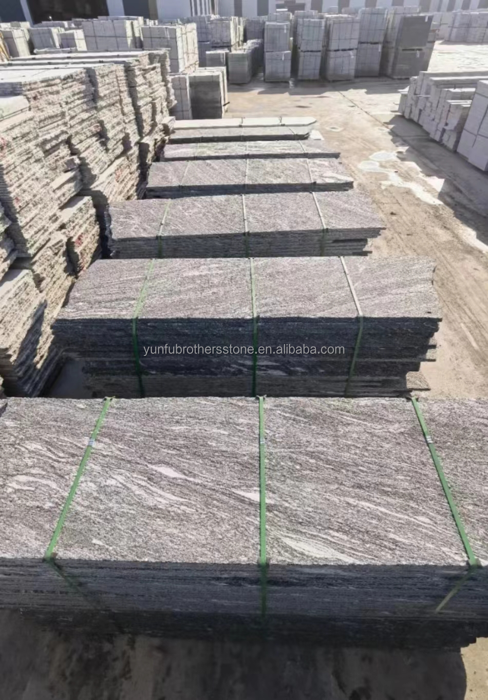 Modern Hotel Matt Surface Finishing Natural Stone Dark Grey Granite with White Veins Stair