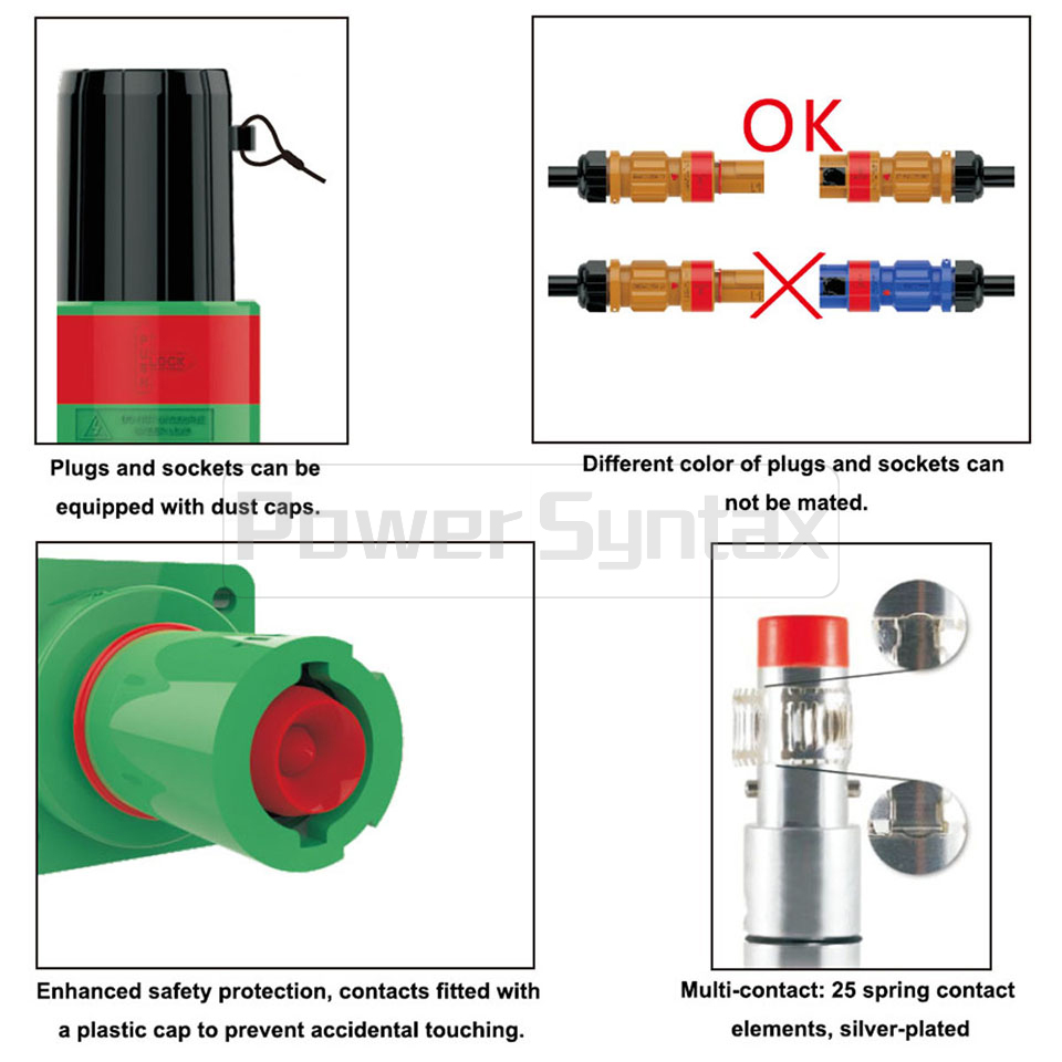 LSM Series High Current Power Connectors Male Plugs PowerSyntax Line Source Set 5 X 400A IP67