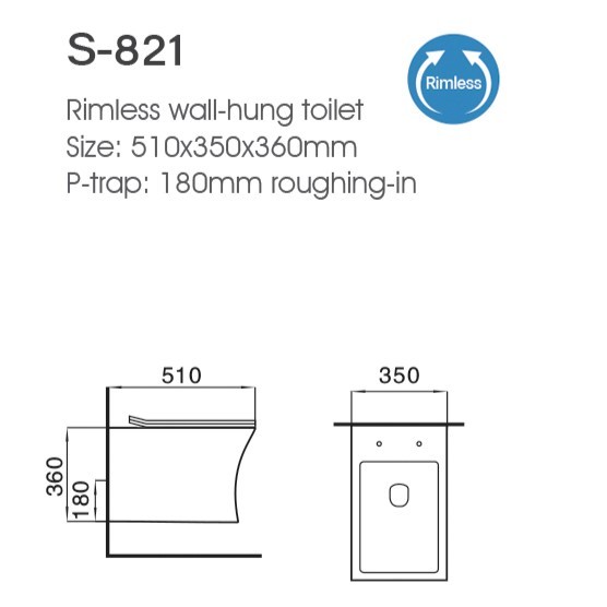 Ceramic Wc Made-in-China Rimless Wholesale Bathroom Modern Wall Hanging Toilet Seat