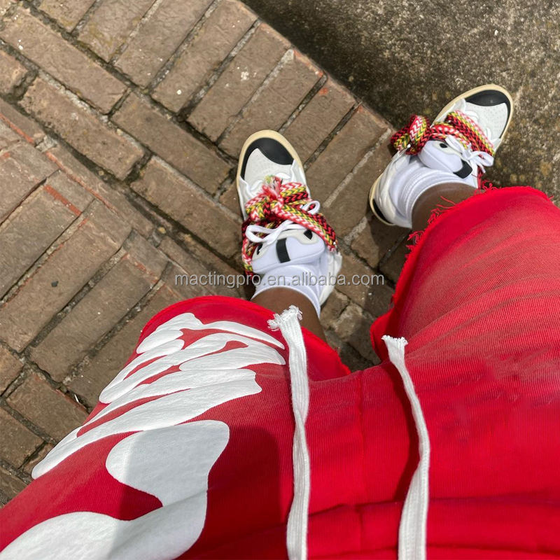 Acid Wash Sun Faded Oversized Shorts Custom Logo Puff Print Men's French Terry Joggers