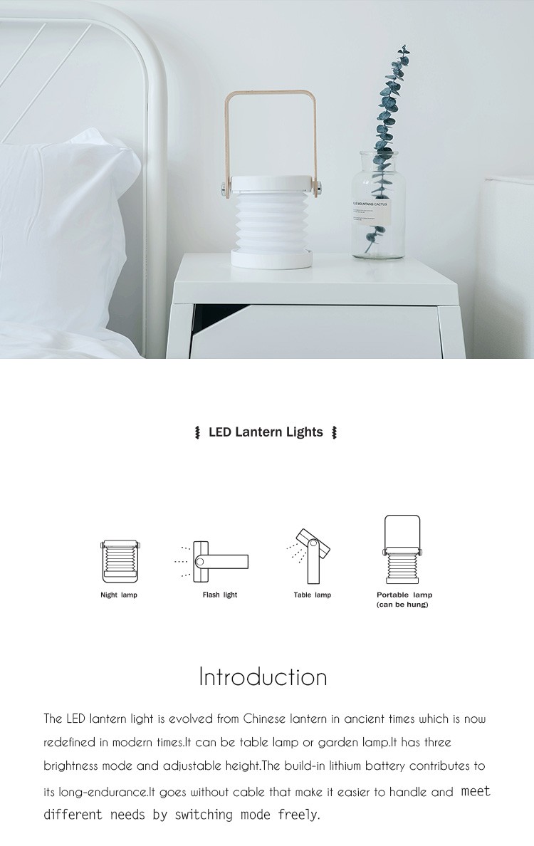 Foldable Lantern Style Table Lamps Indoor Work Light Bedside Lantern