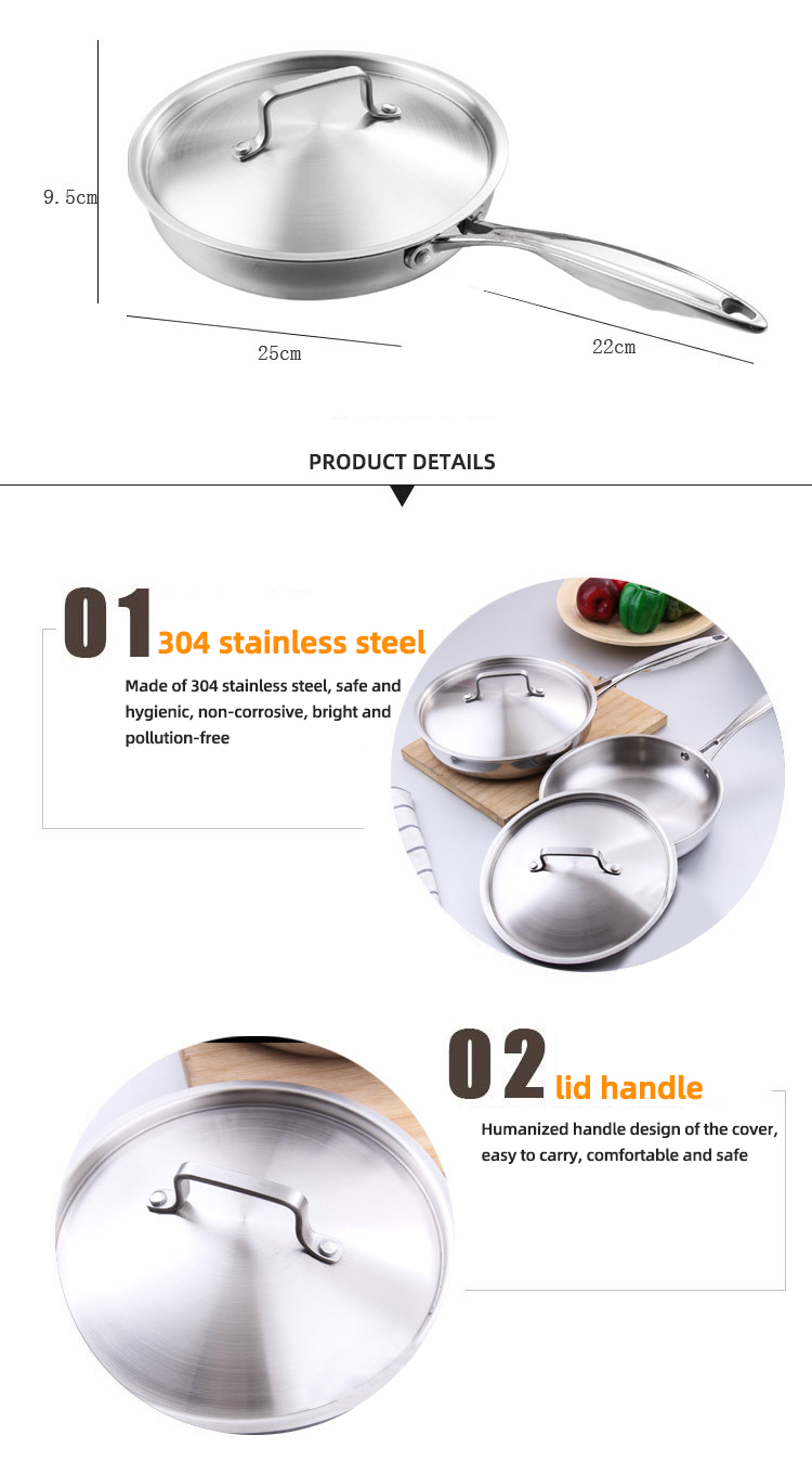 Minimalist Design Style Induction Kitchen Cooking Pan Stainless Steel Material