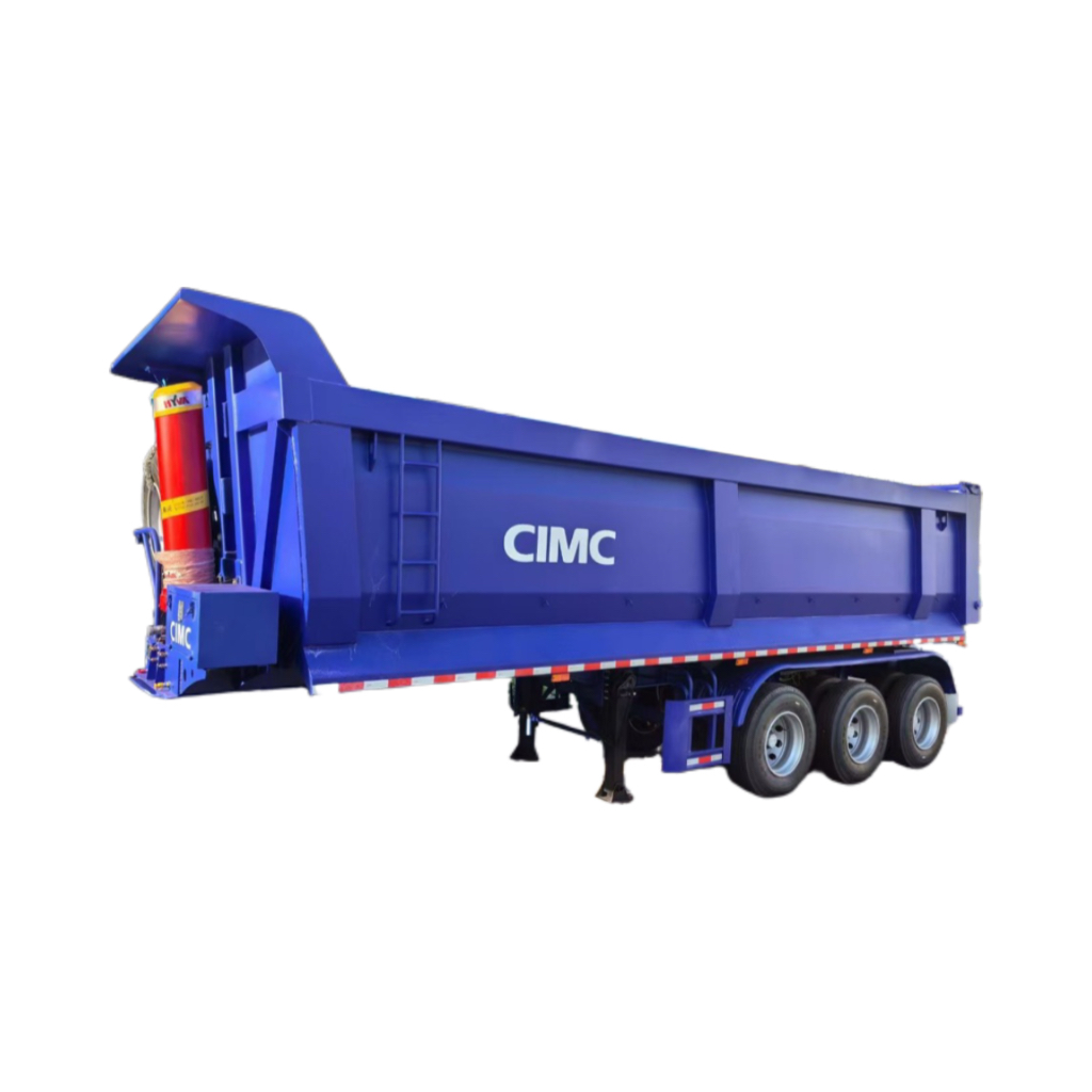 CIMC pull more than 60 tons 3-axle front axle can be lifted back flip semi-trailer side tipper dump truck
