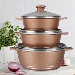 Multifunction 6pcs Double Bottom Die Cast Nonstick Aluminum Cookware Set