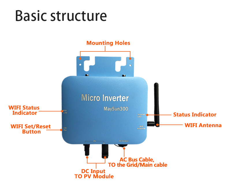 Smart Micro Inverter 110V Solar System On Grid Solar Grid Tie Micro Inverter Low Price Micro Inverter 800W 1000W