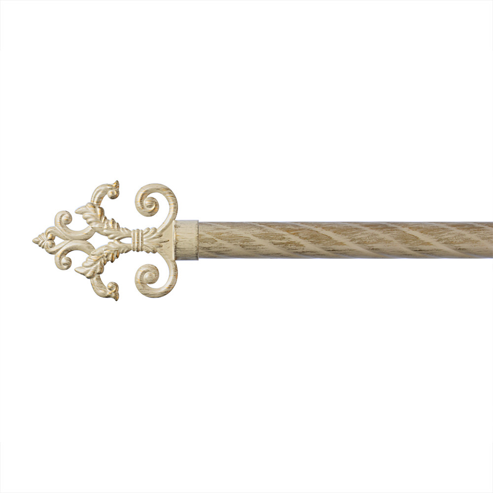 28mm diameter metal curtain rods with Beige sweeping gold color for living room