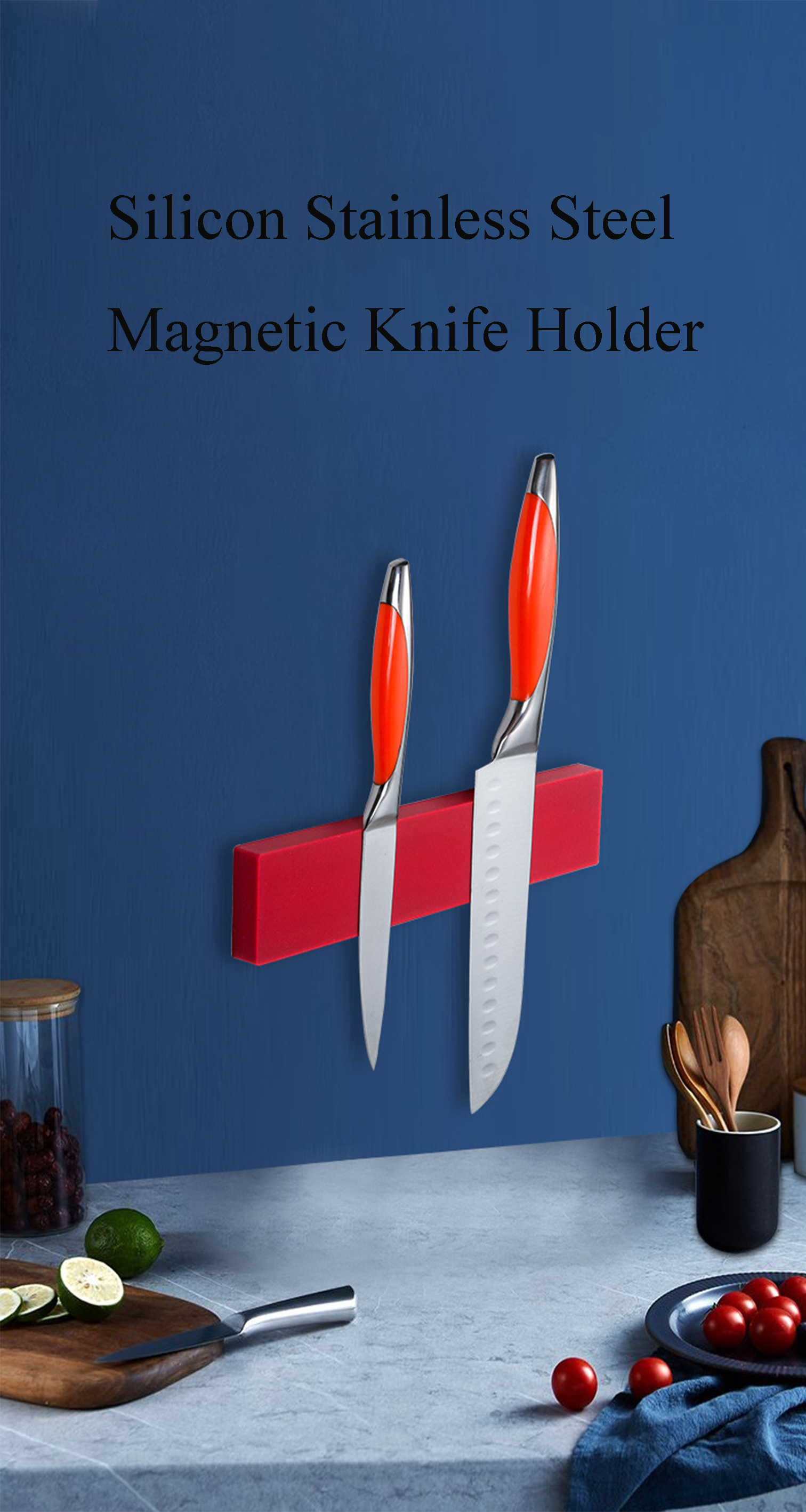 Convenient 10 Inch Silicon Magnetic Knife Holder Knife Rack for Easy Access to Knives