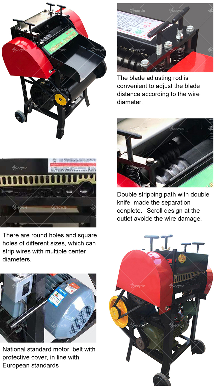 200-1000 Kg/d Capacity Professional Copper Wire Cable Peeling Machine with 99.99% Separation Rate