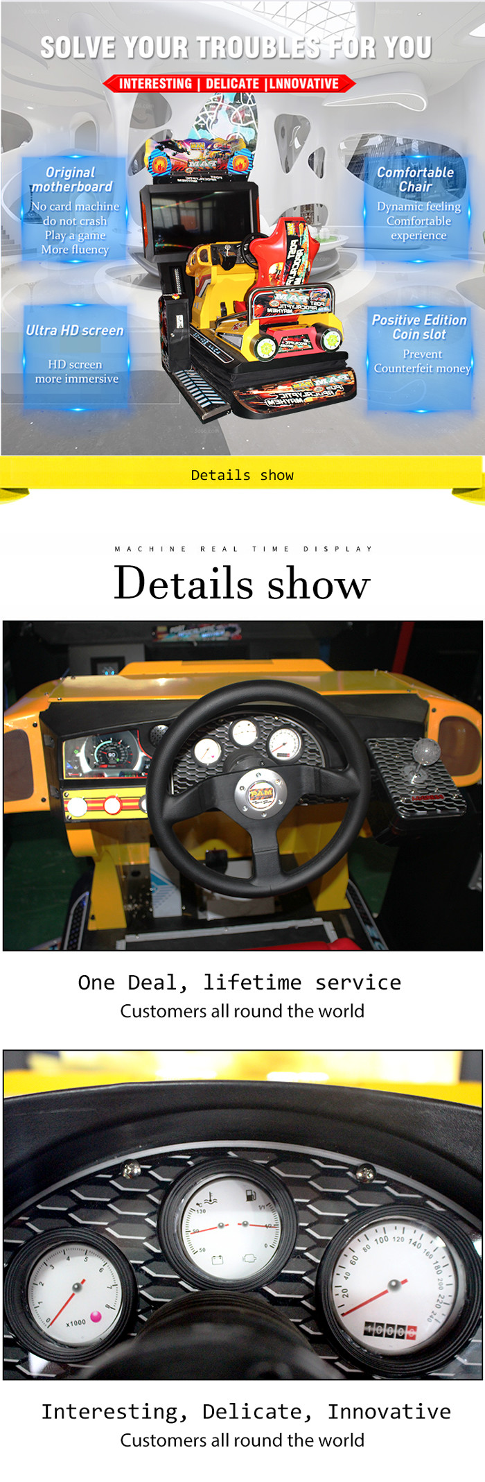 3DOF Racing Car Aracade Machine 42 Inch Screen For Game Center