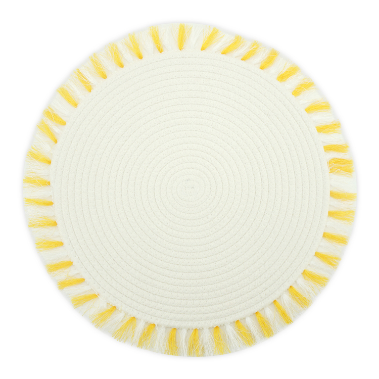 15 Inch Table Round Placemats Boho Cotton Woven Washable Tassels For Kitchen Dining