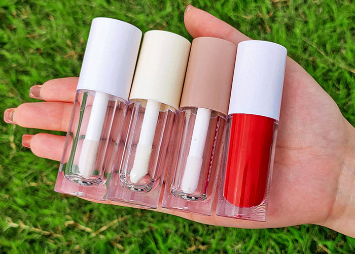 Custom logo 6ml Big Wand Brush Lip Gloss Bottle Pink White Lilac Empty Lipgloss Tubes