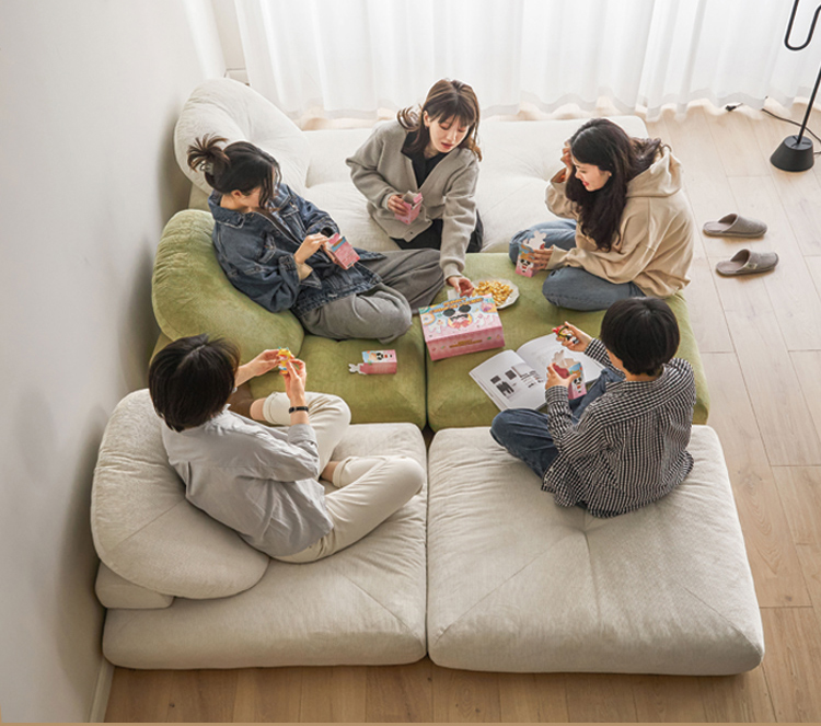 Reclining Convertible Sectional Couch Bed Sofa Tatami With Velvet Fabric