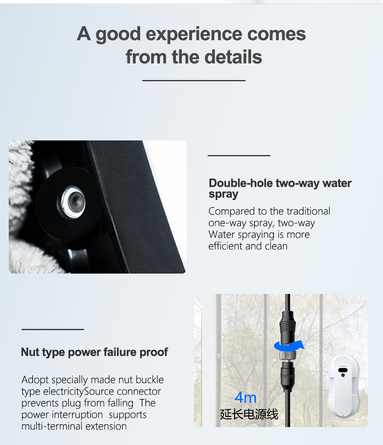 Ultra-Thin Electric Water Spray Robot for Household Bath and Exterior Cleaning US Plug Type