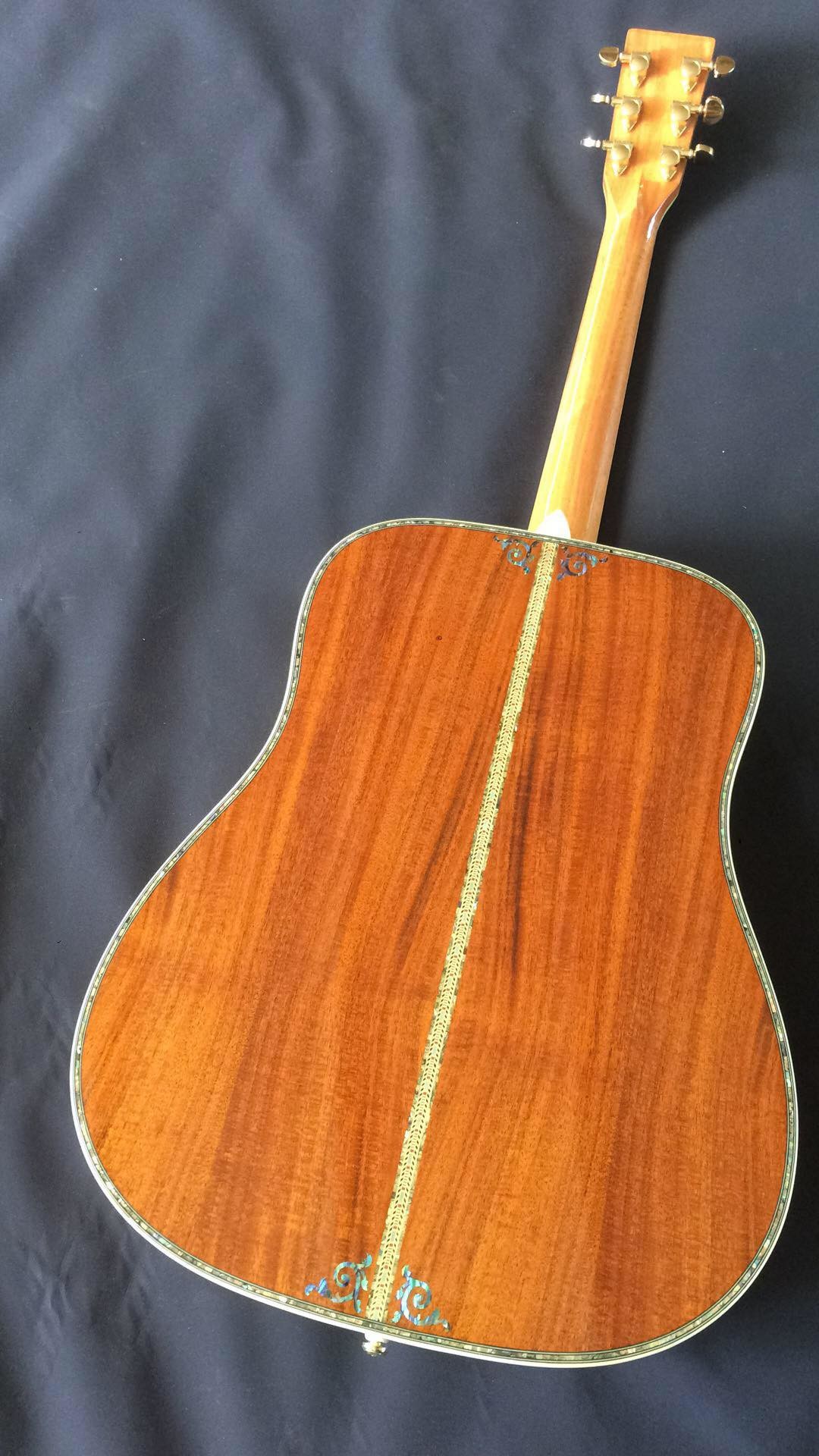 Real Abalone Inlay 41 Inch Koa Wood Round Body Classic Acoustic Guitar Free Shipping