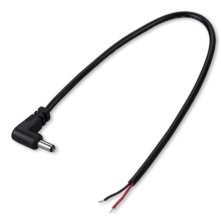 90 Degree Right Angle DC Jack 5.5x2.1mm 5.5x2.5mm 1.35x3.5mm to Open Wire End Pigtail Cable