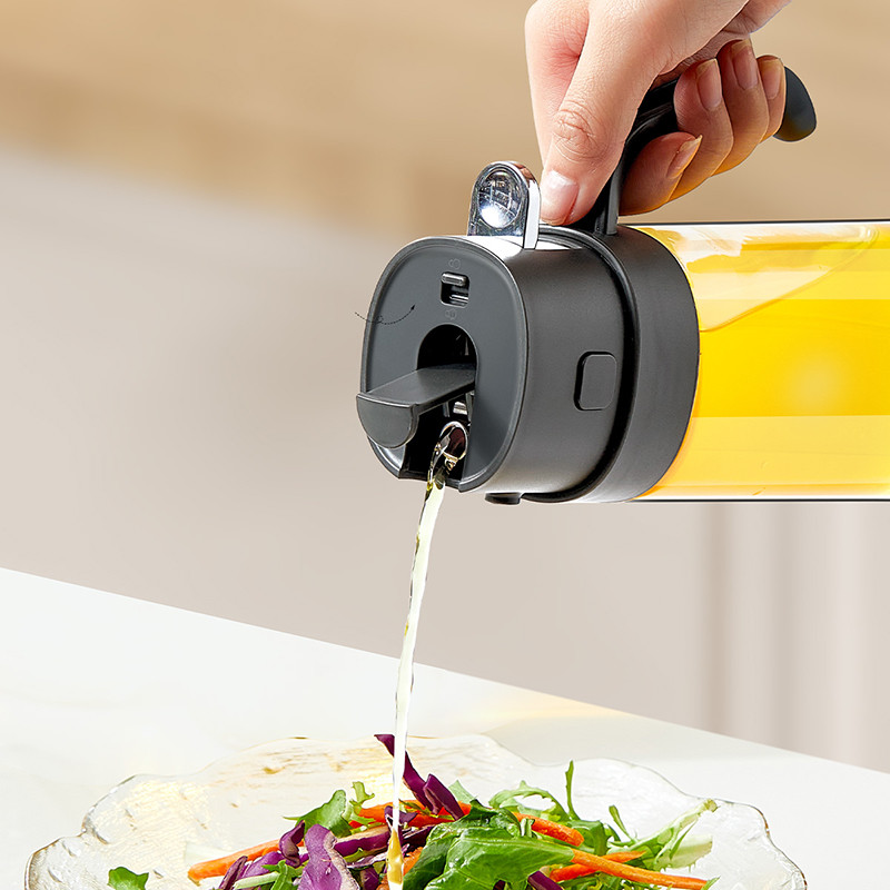 2 In 1 Olive Oil Dispenser Bottle 550ml 19OZ Food-Grade Glass Oil Sprayer for Cooking