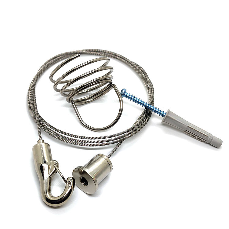Ceiling Light Suspension Cable Wire Rope Adjustable Length With Spring Hook Acoustic Panel System