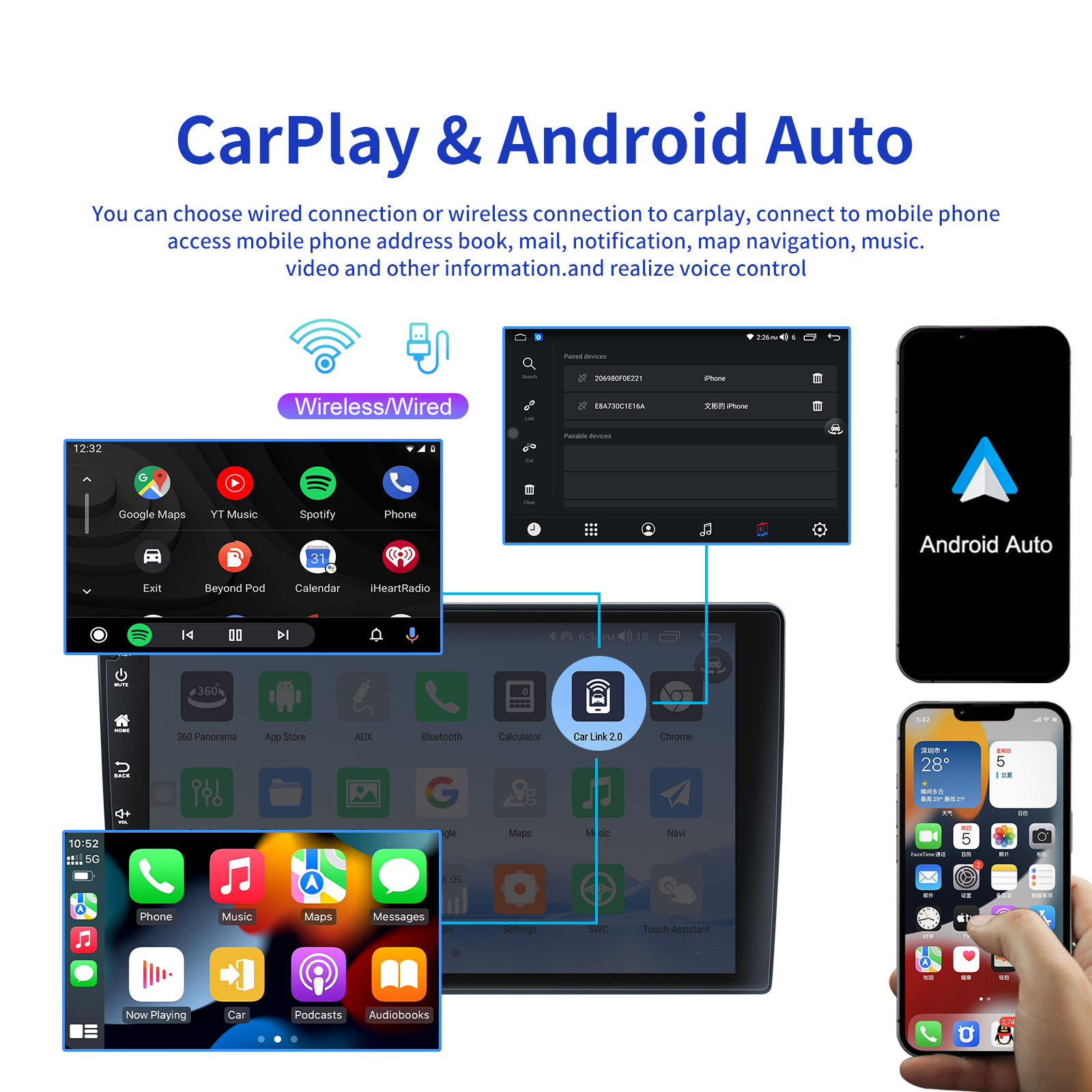 Dashboard Placement 10 Inch 2.5D-IPS Screen Car Radio with Bluetooth and Navigation GPS