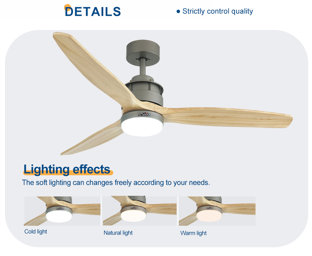 Home Office Necessity 3 Blade Wood Blade Ceiling Fan with Light and Remote Control