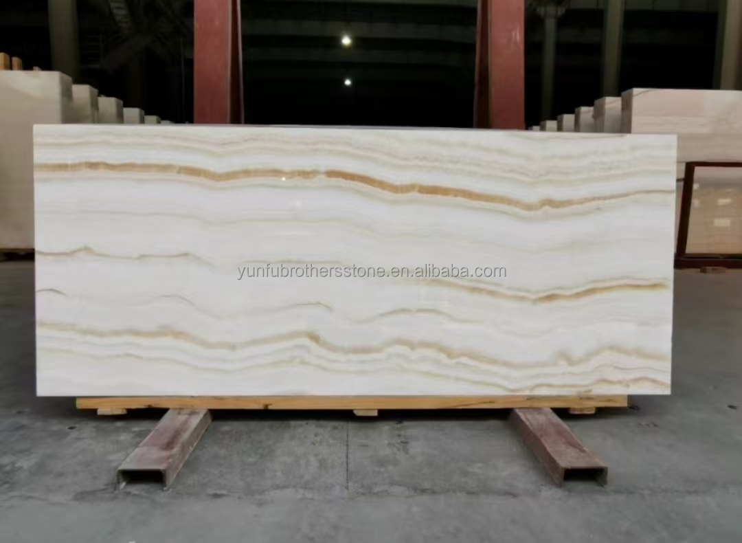 Modern Design Hotel Bathroom Wall Panel with Backlit Natural Stone White Onyx Marble