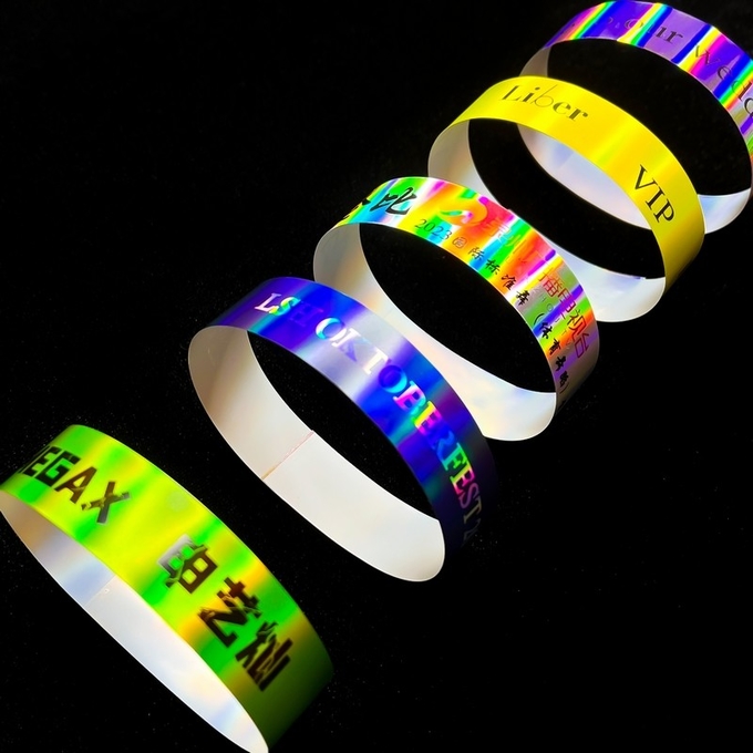 Hot Sale Shiny Laser Glitter Promotional Wristband Waterproof Laser Paper Bracelet Adult Kid Events Admission Wristband