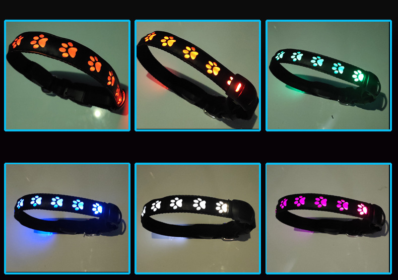 Pet Supplies LED Dog Collar with Custom Logo USB Rechargeable Flashing Modes Slow Flash