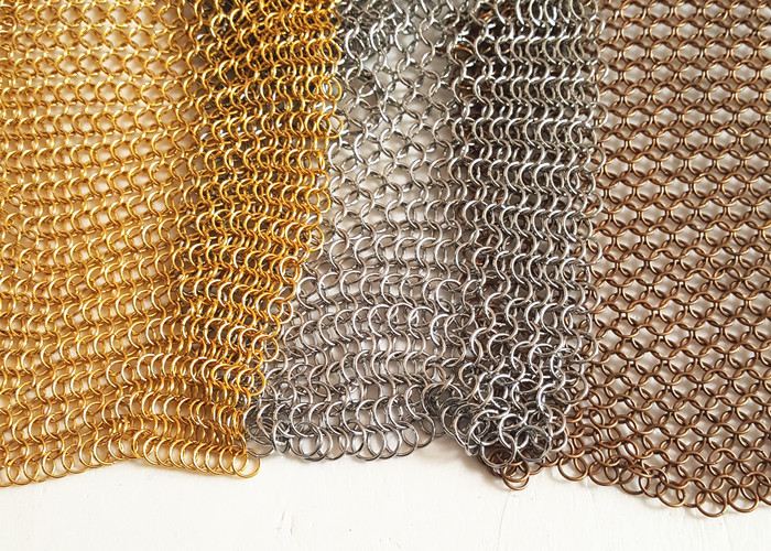 Copper Wire 1.2mm Diameter Chainmail Metal Ring Mesh For Space Divider