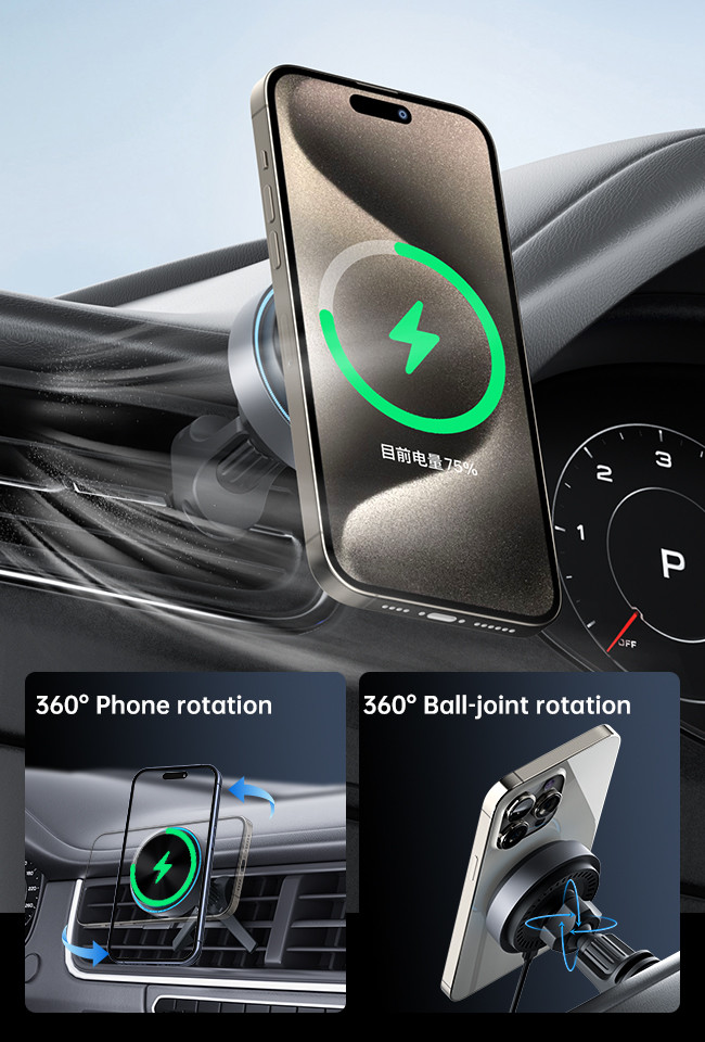 Wireless Magsafe Car Charger Convenient Phone Holder Easy Installation