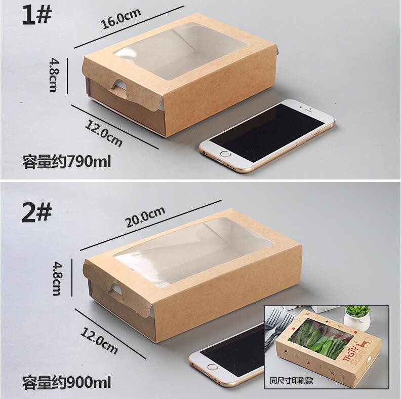 Cheap Cardboard foldable kraft paper lunch box with window,Lunch noodle fast food kraft paper box by customized logo pri