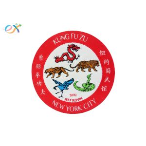  Laser Cut Custom Woven Patches Polyester Fabric Material With Iron On Backing Manufactures